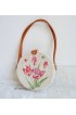 circle rattan sling bags white decoration flower 